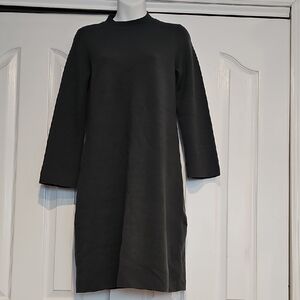 Eileen Fisher Luxe Merino Stretch Deep Homlock Mock Neck Dress XXS MSRP $398